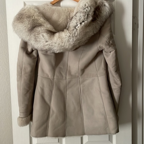 Lambskin Shearling Coat, real rabbit fur - Picture 12 of 13